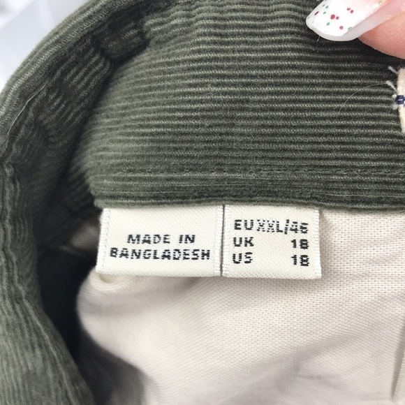 Selected Homme Regular Fit Military Green Corduroy Shirt Sz 18 Neck - Picture 3 of 11